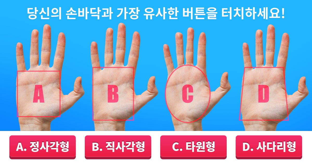 지금 바로 확인해보세요! 당신의 손바닥은 어떤 모양인가요?